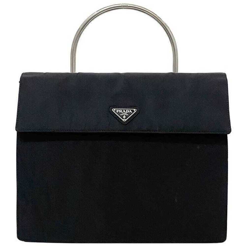 Prada Handbag Black Nero Black Tessuto Metal Top Handle Flap Triangular Plate